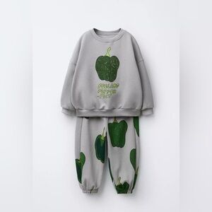 ISO Zara Printed Jogging Sweatshirt and Joggers Set Pepper Feeling Pepper-fect